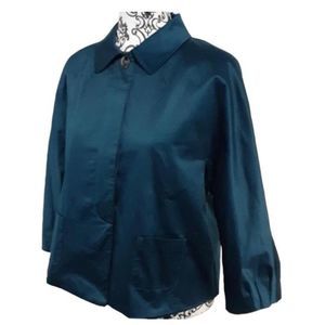 J. Jill Lined peacock Teal Cape Jacket